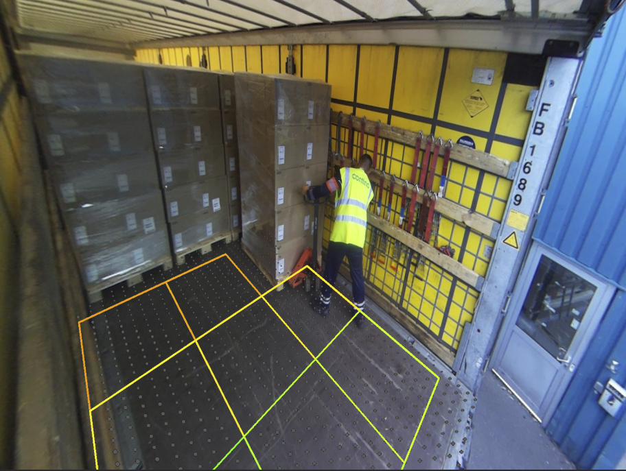 Measured free floor space inside a trailer